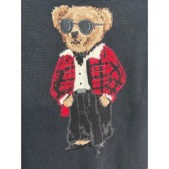 Polo by Ralph Lauren Polo Bear Pullover Crewneck Black Sweater Women’s Large - Picture 3 of 8